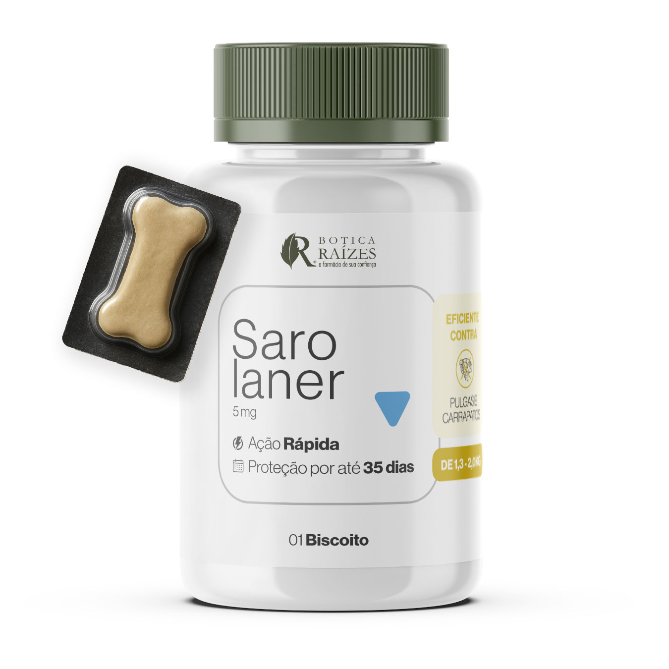 Biscoito Anti-Pulgas Sarolaner 5mg 1,3 -2,0kg